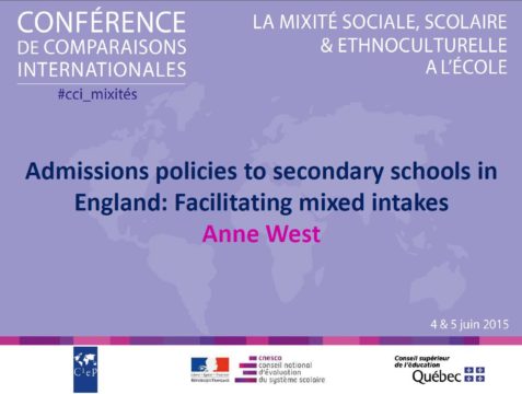 ANGLETERRE. Politiques d&rsquo;admission dans l&rsquo;enseignement secondaire