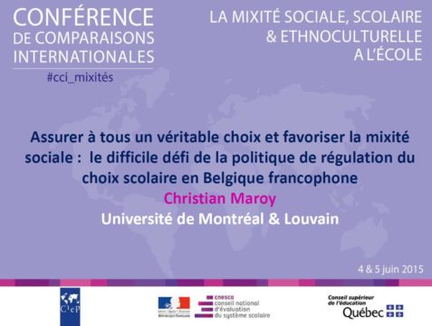 BELGIQUE FRANCOPHONE. Assurer à tous un véritable choix et favoriser la mixité sociale, le difficile défi de la politique de régulation du choix scolaire