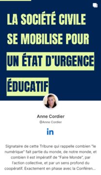 Post linkedin d'Anne Cordier