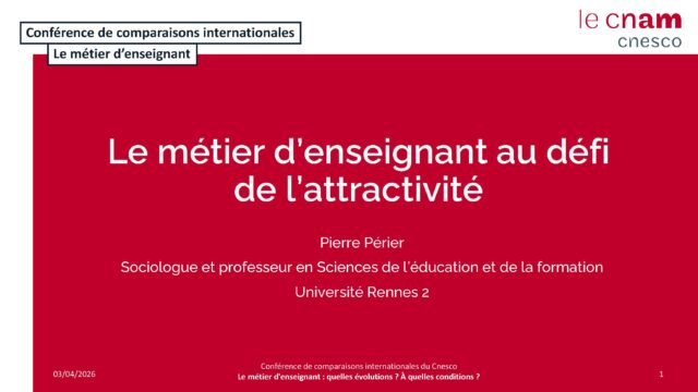 Cadrage scientifique et résultats d’enquête sur l’attractivité du métier en France
