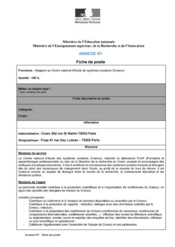Fiche de poste stage au Cnesco